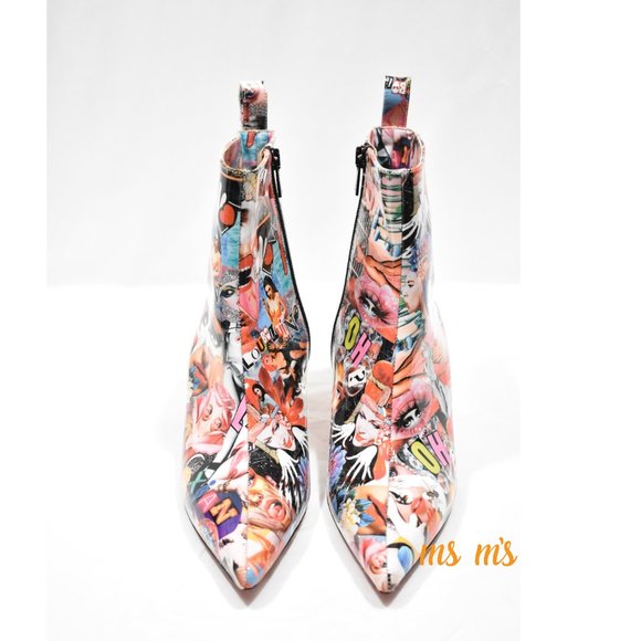 NIB CHRISTIAN LOUBOUTIN Graphic Print Patent Leather Booties Boots - Picture 4 of 7